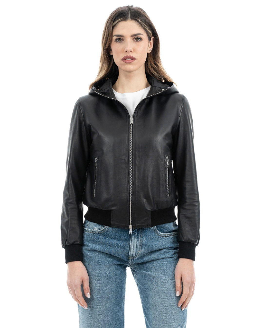 Bomber Jacket Vera Pelle Womens Leather Jacket SARAH Women's Bordeaux Genuine Leather Button-Front Bomber Jacket – Doppia  Pelle
