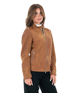 GINEVRA Giacca Biker da donna in vera pelle anticato cuoio