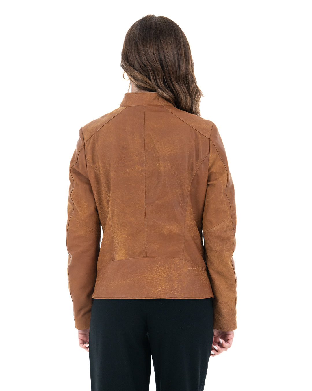 GINEVRA Giacca Biker da donna in vera pelle anticato cuoio