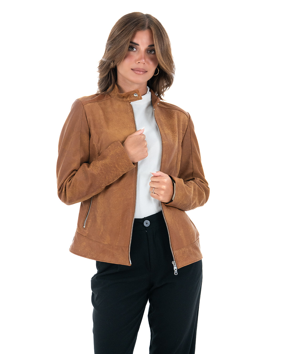 GINEVRA Giacca Biker da donna in vera pelle anticato cuoio