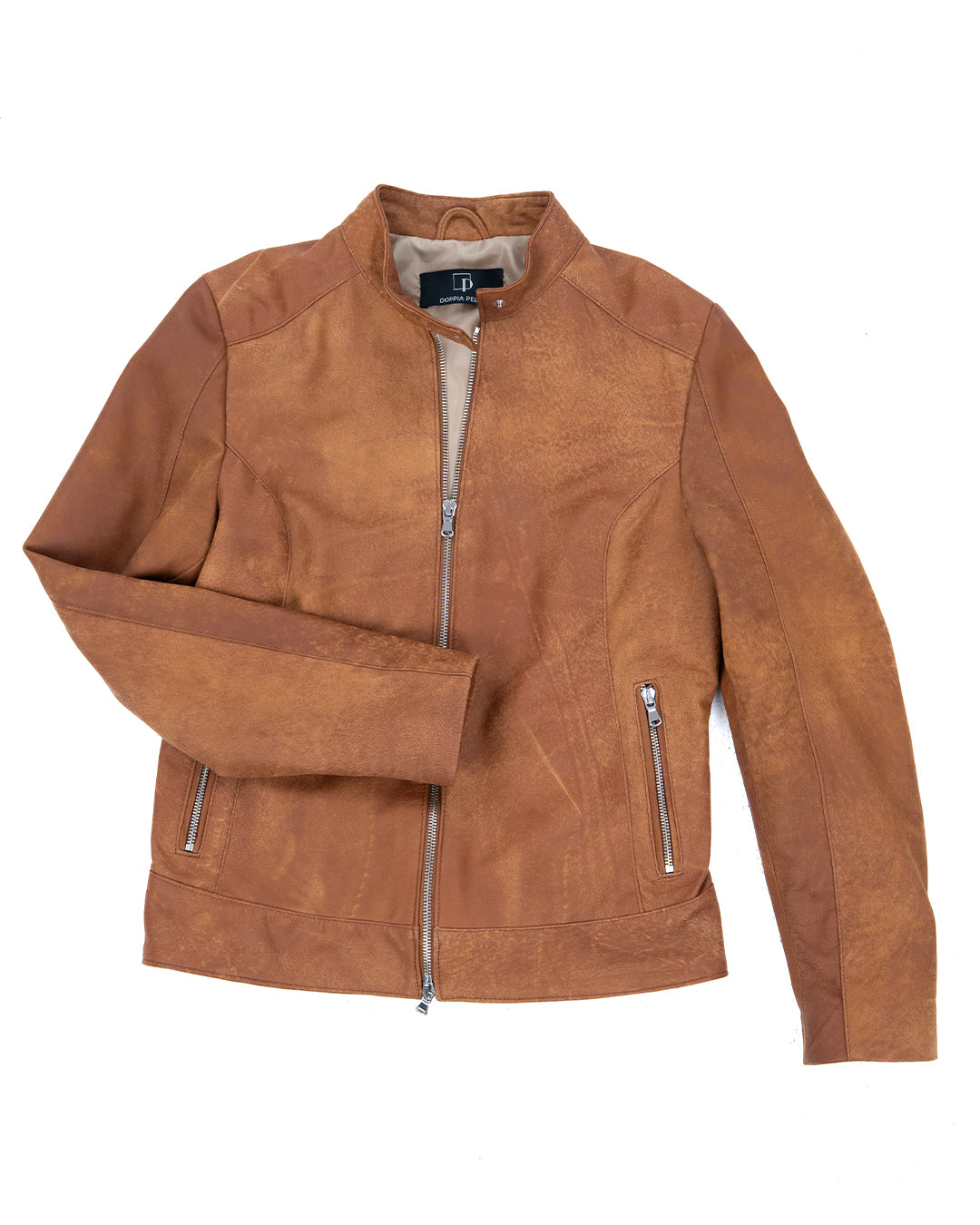 GINEVRA Giacca Biker da donna in vera pelle anticato cuoio