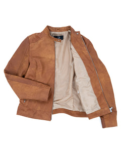 GINEVRA Giacca Biker da donna in vera pelle anticato cuoio