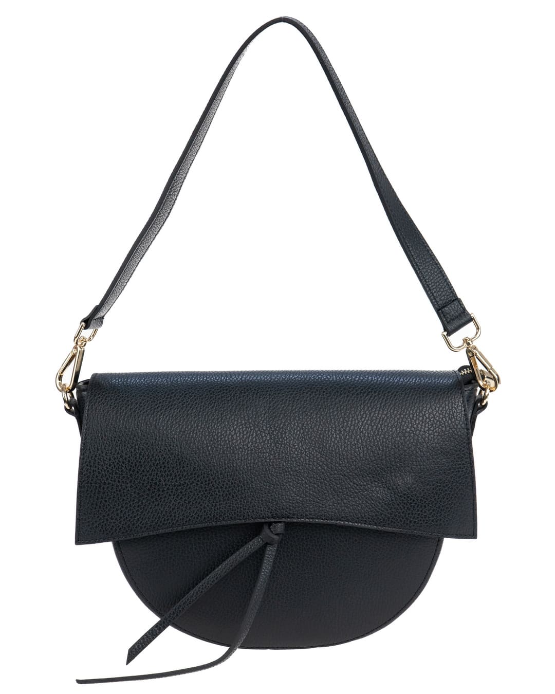 LUNA Borsa a spalla in vera pelle martellata nero con tracolla