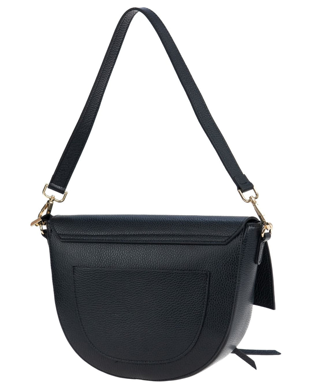 LUNA Borsa a spalla in vera pelle martellata nero con tracolla