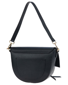 LUNA Borsa a spalla in vera pelle martellata nero con tracolla