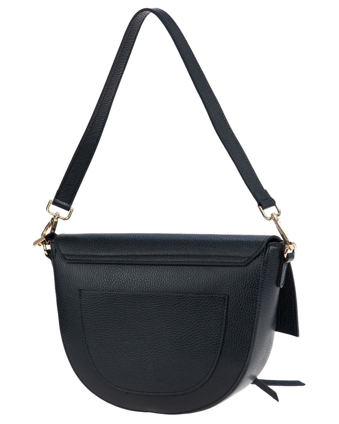 LUNA Borsa a spalla in vera pelle martellata nero con tracolla