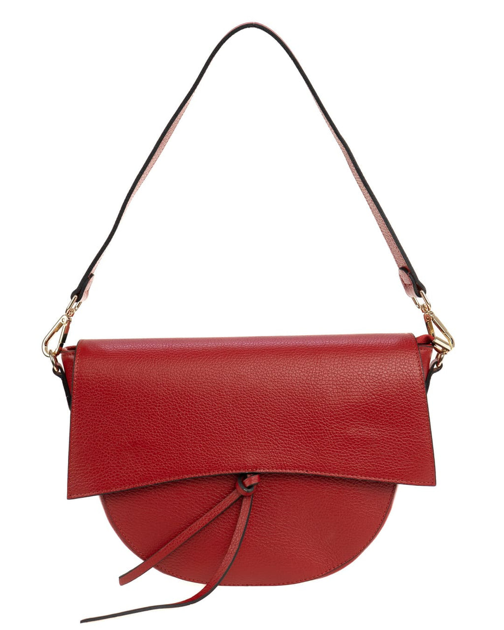 LUNA Borsa a spalla in vera pelle martellata rosso con tracolla