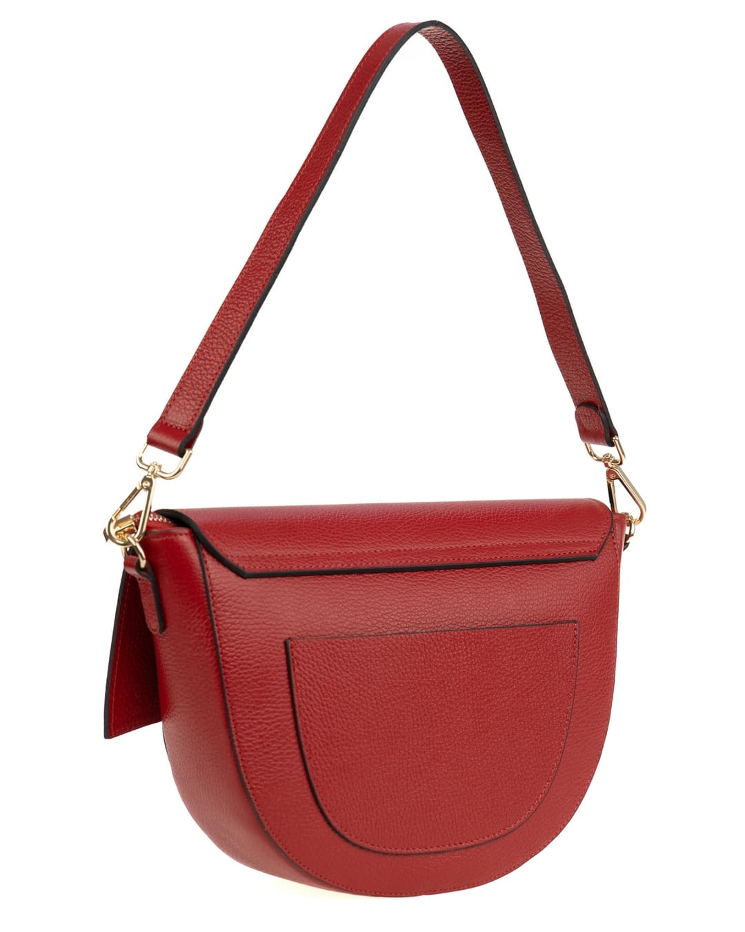 LUNA Borsa a spalla in vera pelle martellata rosso con tracolla