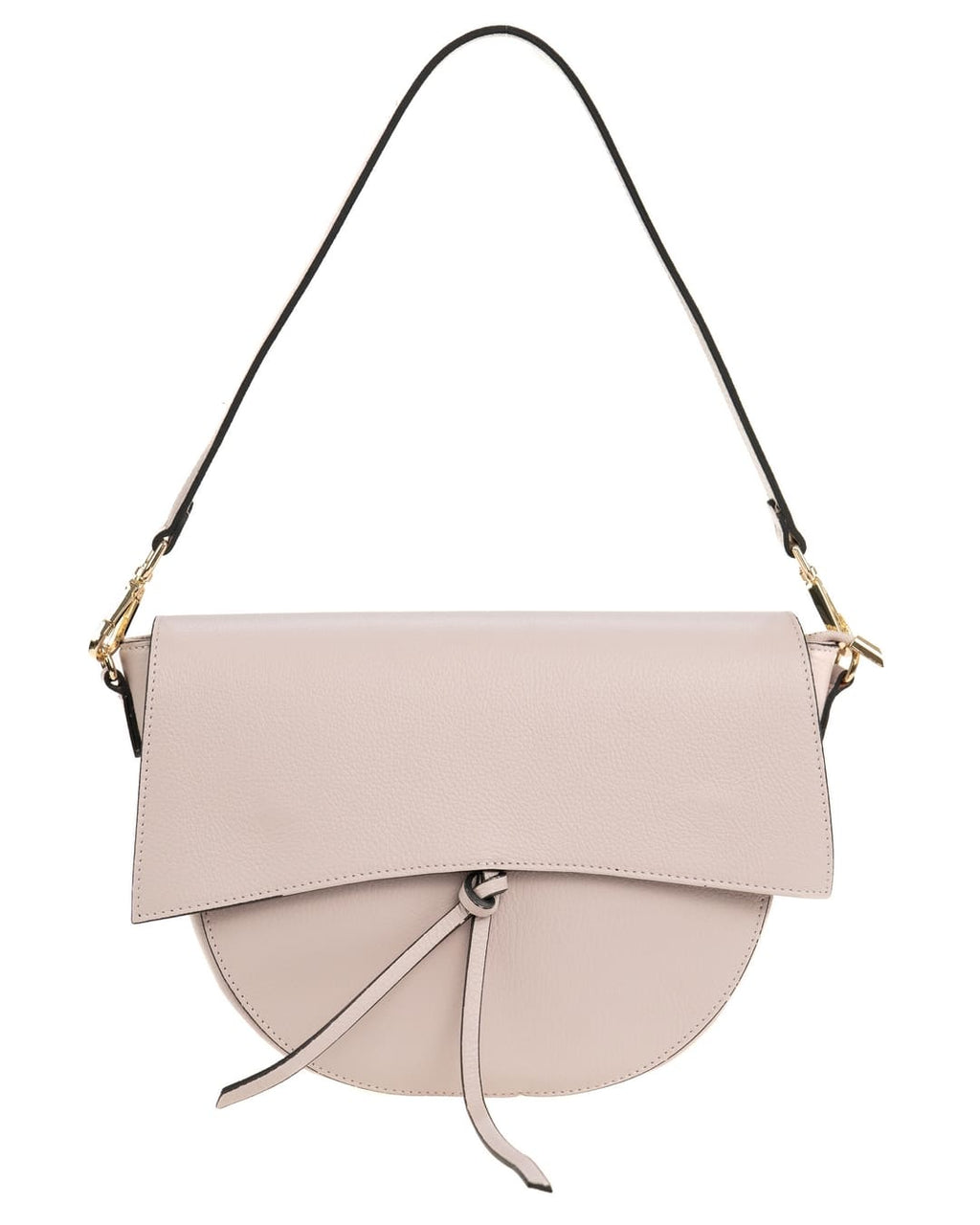 LUNA Borsa a spalla in vera pelle martellata rosa cipria con tracolla