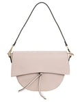 LUNA Borsa a spalla in vera pelle martellata rosa cipria con tracolla