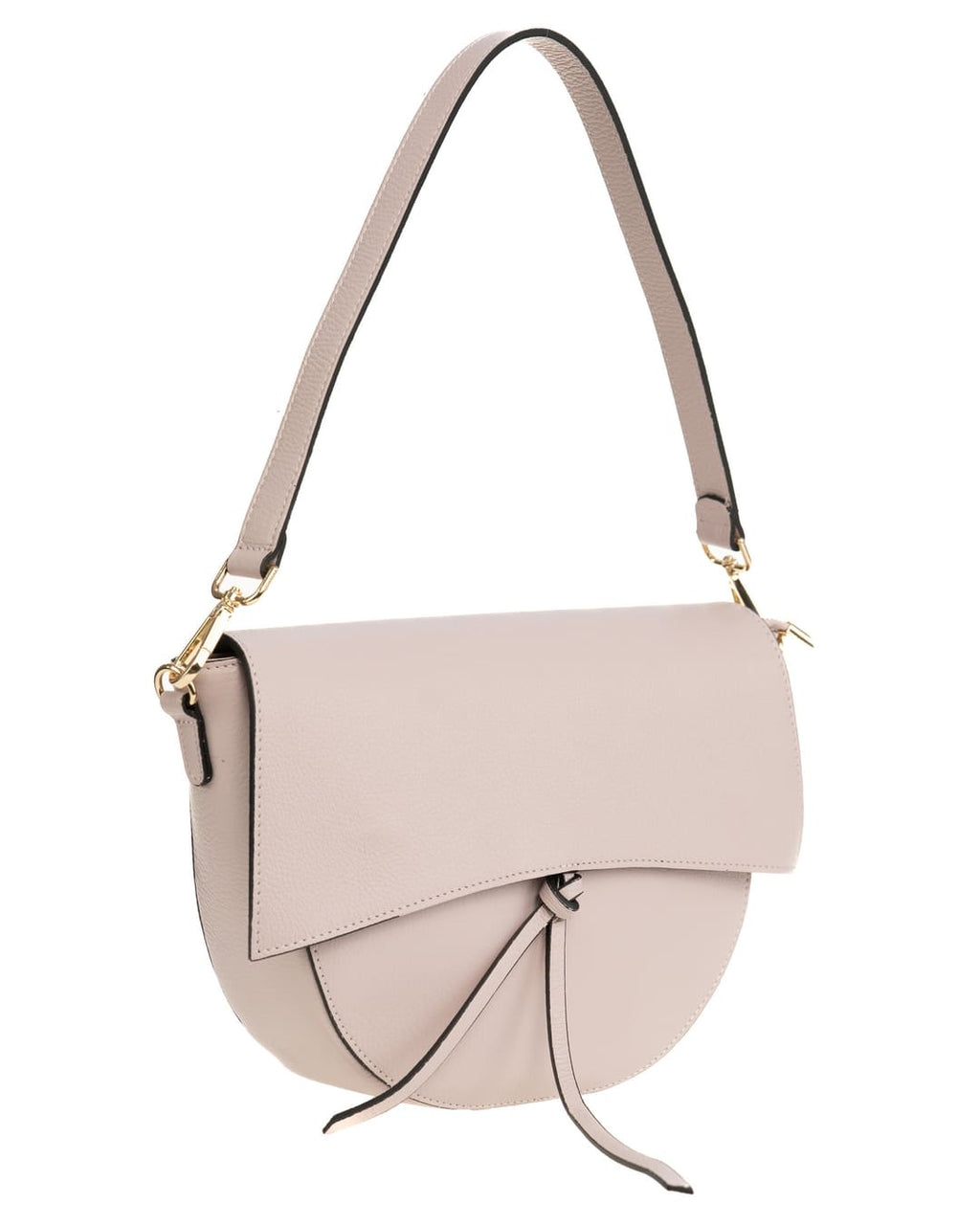 LUNA Borsa a spalla in vera pelle martellata rosa cipria con tracolla