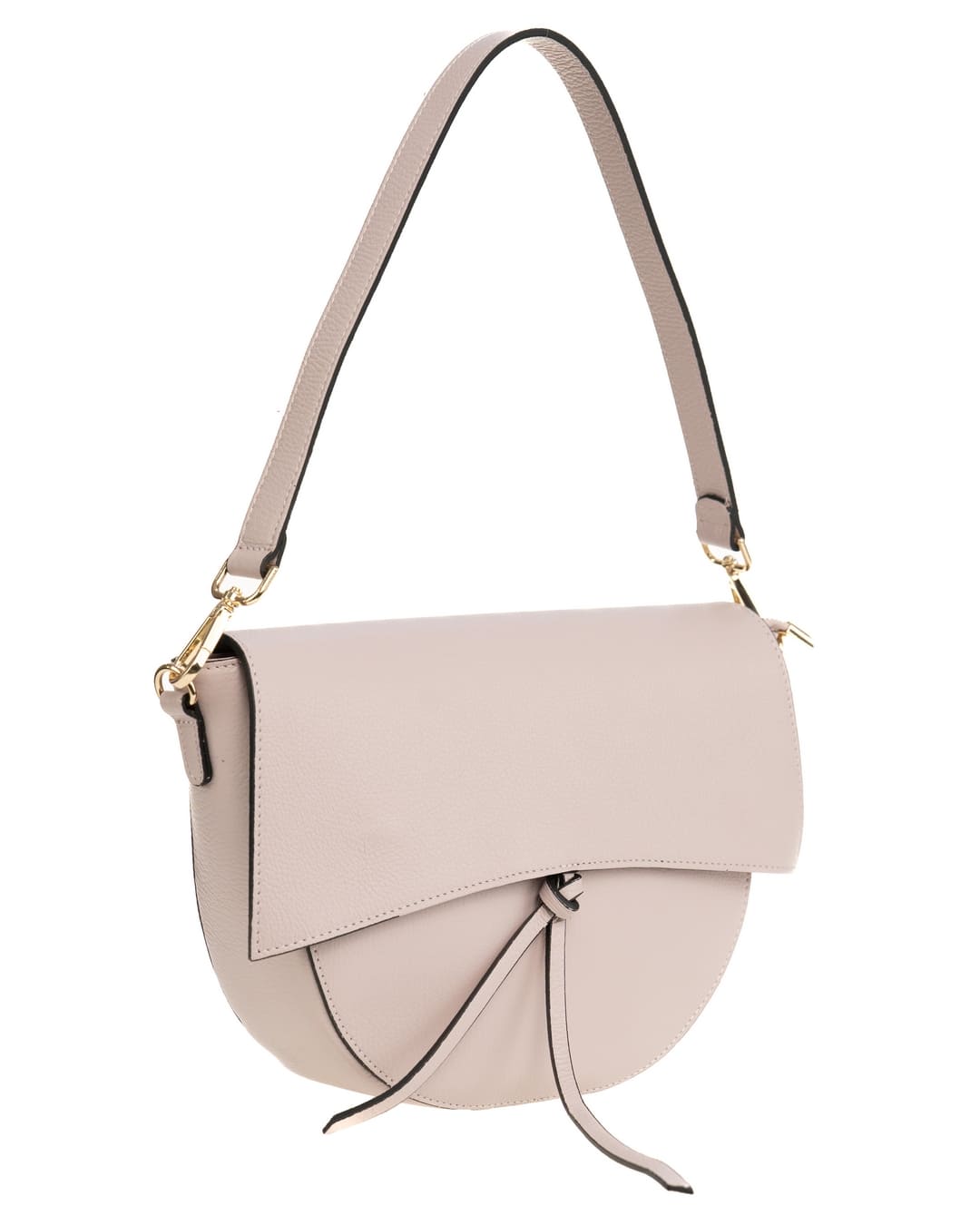 LUNA Borsa a spalla in vera pelle martellata rosa cipria con tracolla