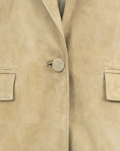 CAMILLA Giacca Blazer da donna in vera pelle scamosciata sabbia