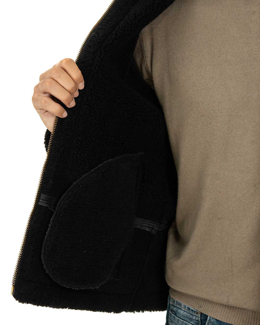 AVIATORE Bomber da uomo nero Shearling Style