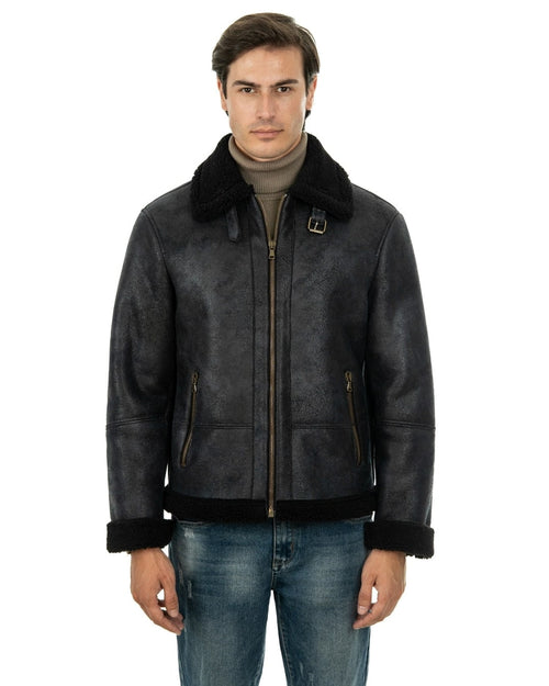 Bomber da uomo nero Shearling Style