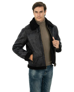 AVIATORE Bomber da uomo nero Shearling Style