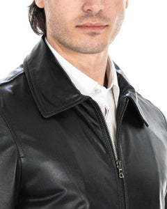 RON Giacca Biker da uomo in vera pelle nero