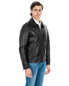 RON Giacca Biker da uomo in vera pelle nero