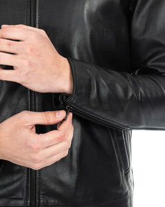 RON Giacca Biker da uomo in vera pelle nero