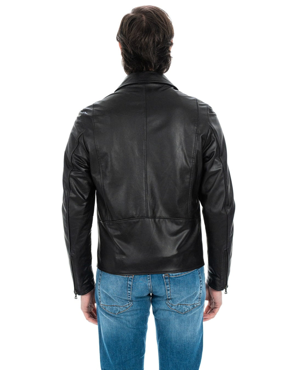 RON Giacca Biker da uomo in vera pelle nero