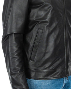 RON Giacca Biker da uomo in vera pelle nero