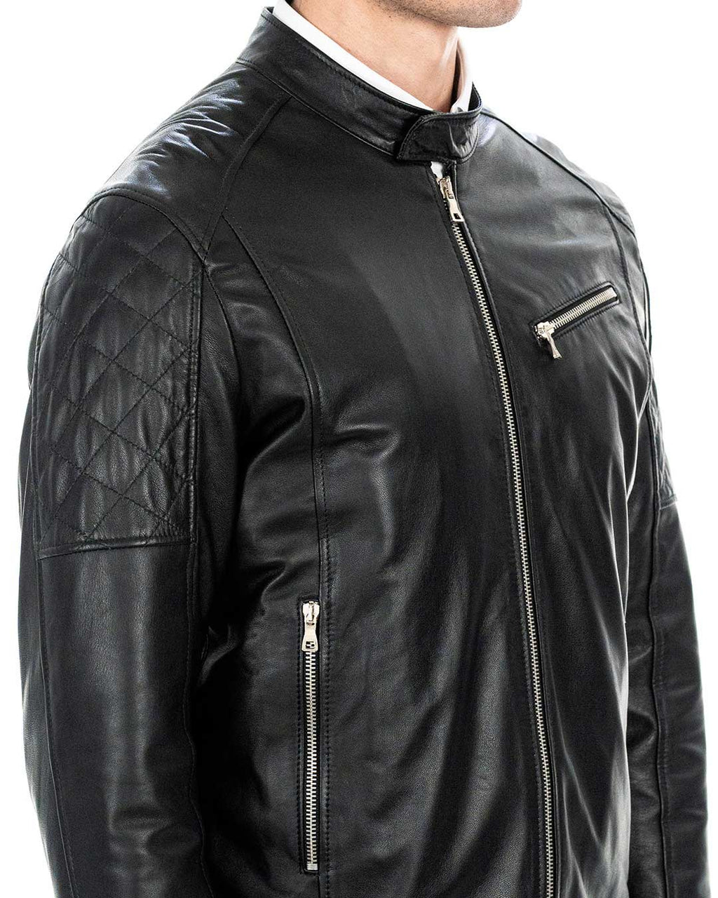 JACK Giacca Biker da uomo in vera pelle nero