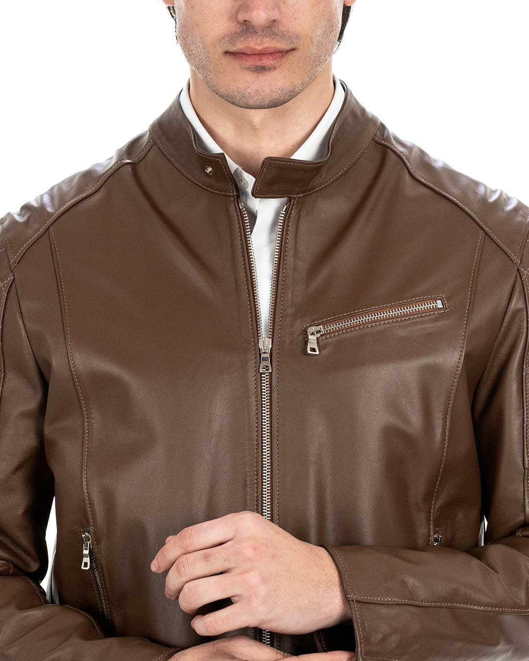 JACK Giacca Biker da uomo in vera pelle cuoio