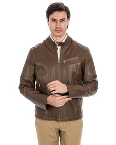 Giacca Biker da uomo in vera pelle cuoio