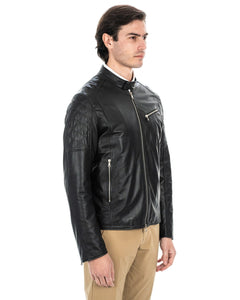JACK Giacca Biker da uomo in vera pelle nero