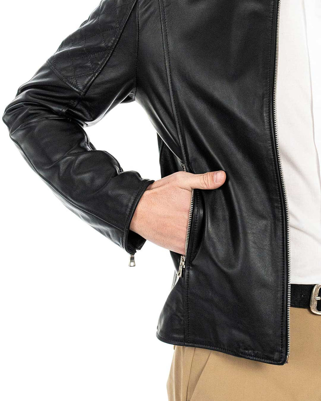JACK Giacca Biker da uomo in vera pelle nero