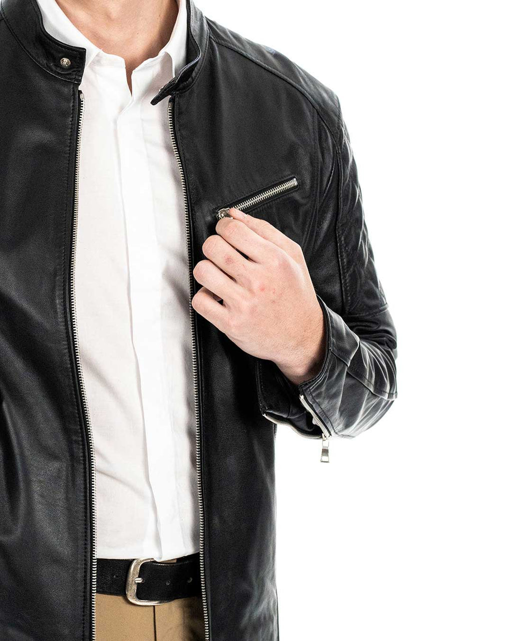 JACK Giacca Biker da uomo in vera pelle nero