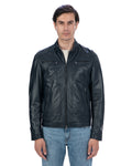 CRISTIAN Giacca Biker da uomo in vera pelle blu