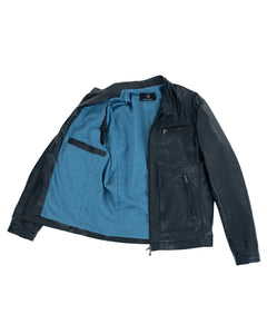 CRISTIAN Giacca Biker da uomo in vera pelle blu