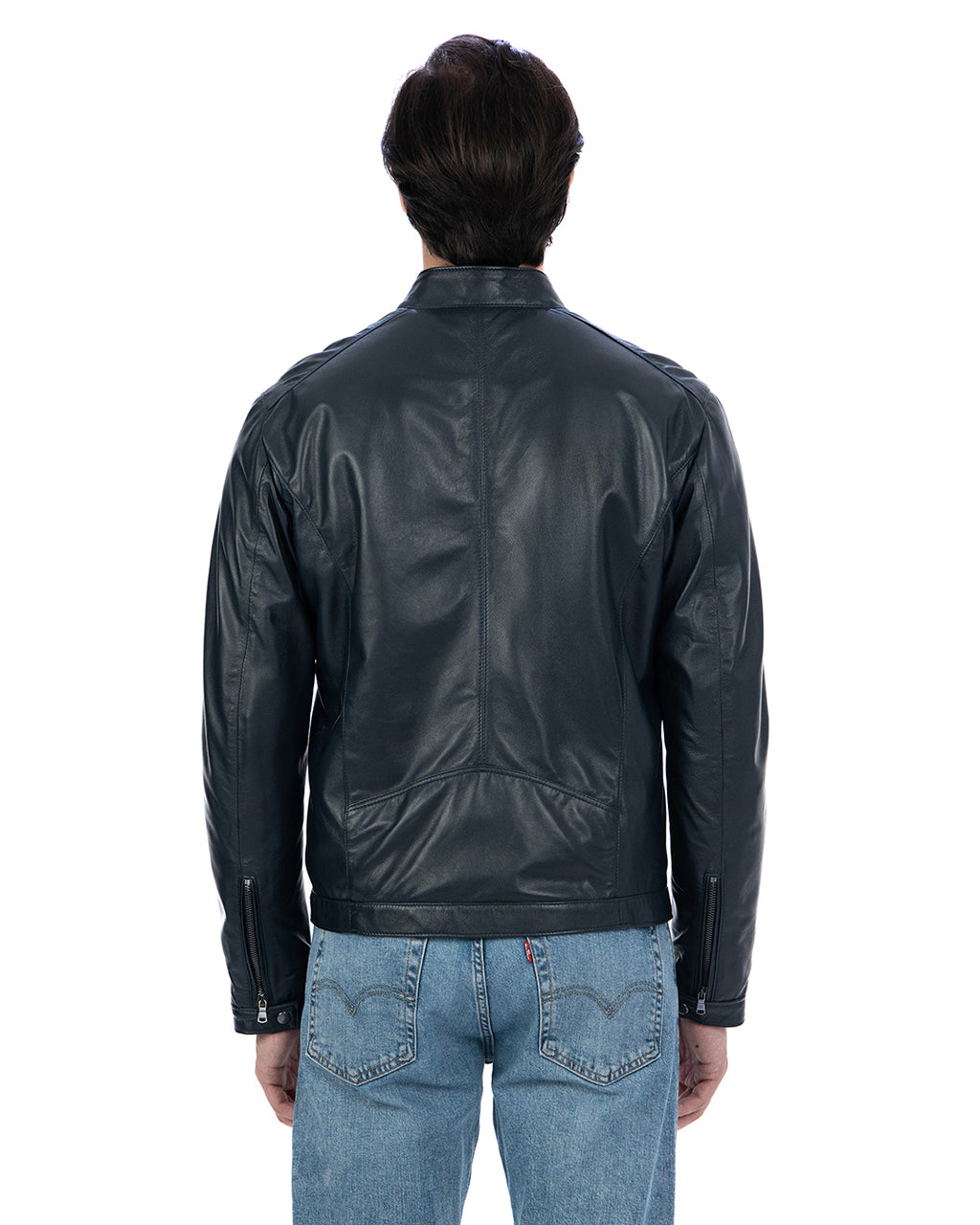 CRISTIAN Giacca Biker da uomo in vera pelle blu