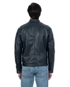 CRISTIAN Giacca Biker da uomo in vera pelle blu