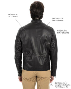 LOUIS Giacca Biker da uomo in vera pelle marrone