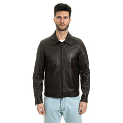 RON Giacca Biker da uomo in vera pelle marrone