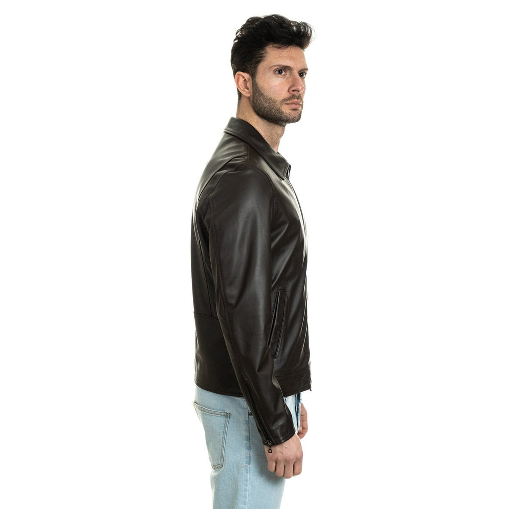 RON Giacca Biker da uomo in vera pelle marrone