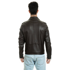 RON Giacca Biker da uomo in vera pelle marrone