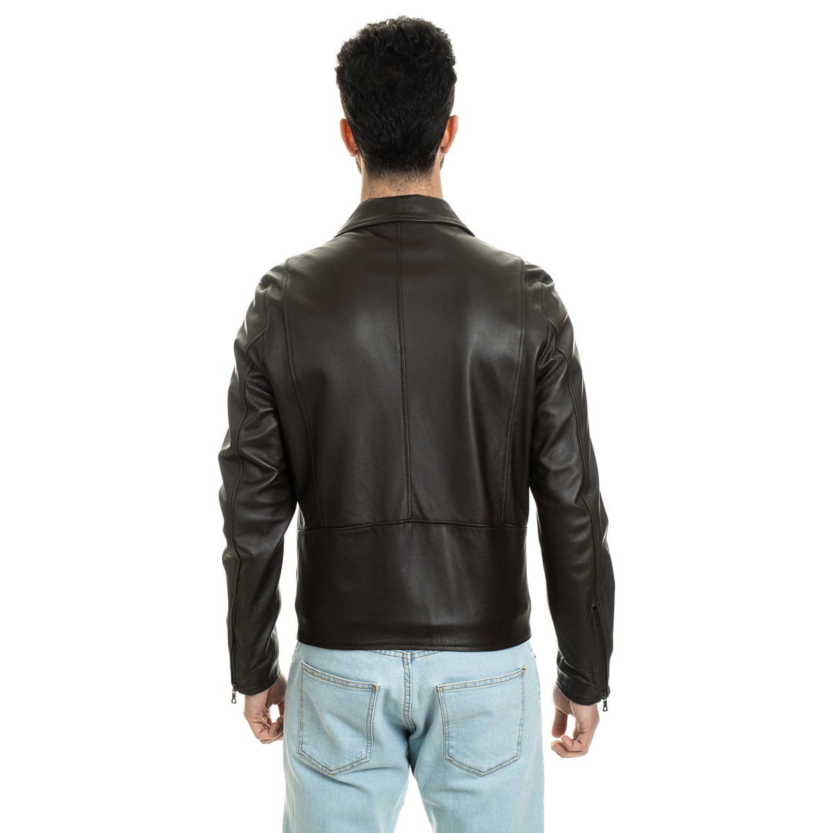 RON Giacca Biker da uomo in vera pelle marrone