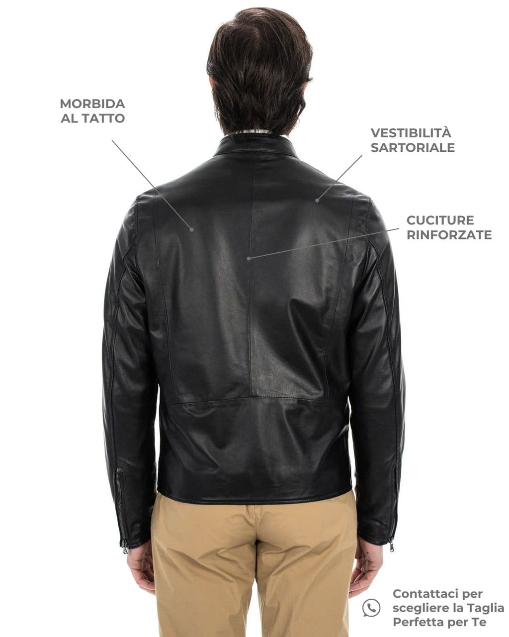 LOUIS Giacca Biker da uomo in vera pelle nero