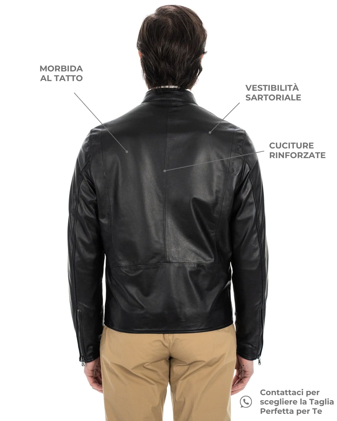LOUIS Giacca Biker da uomo in vera pelle nero