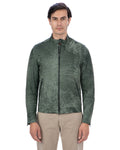LOUIS Giacca Biker da uomo in vera pelle verde anticato