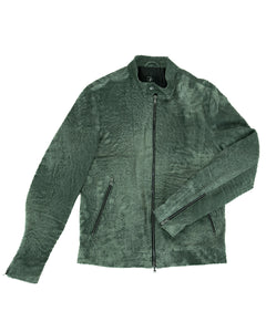 LOUIS Giacca Biker da uomo in vera pelle verde anticato