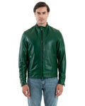 Giacca Biker da uomo in vera pelle verde