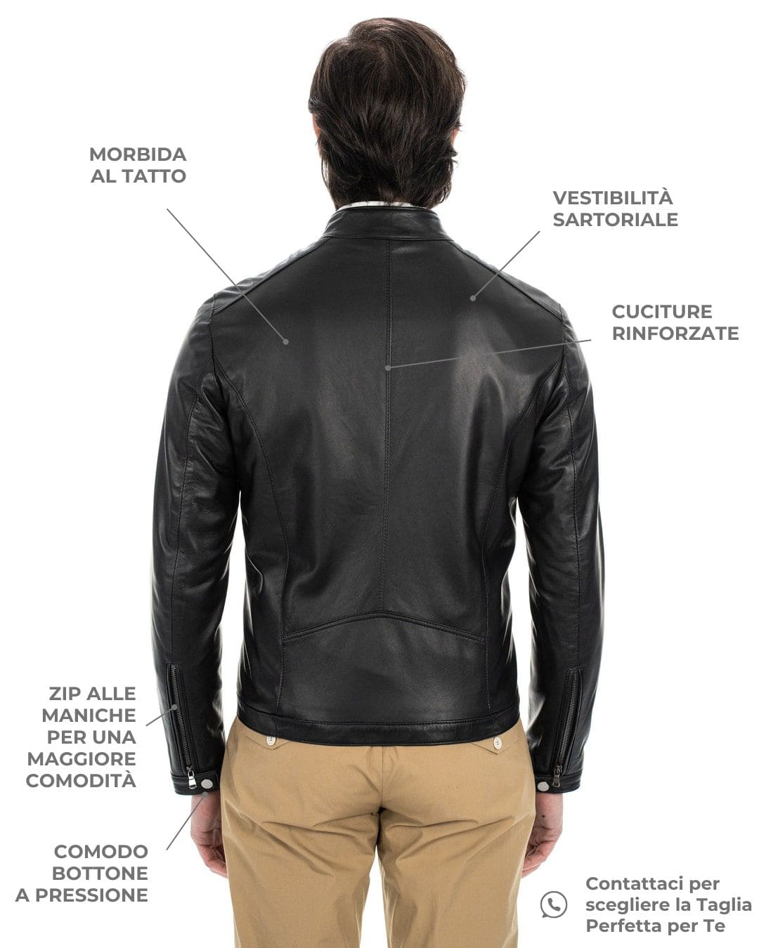 CRISTIAN Giacca Biker da uomo in vera pelle nero
