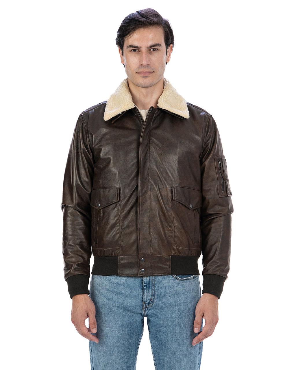 MAVERICK SH Giubbotto Aviatore Top Gun da uomo in vera pelle T. Moro effetto anticato