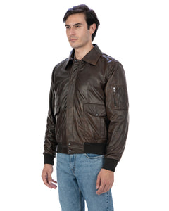 MAVERICK Giubbotto Aviatore Top Gun da uomo in vera pelle T. Moro effetto anticato