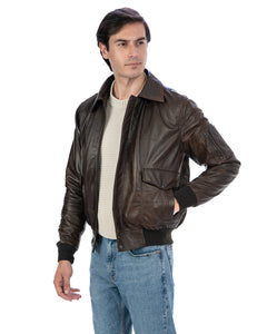 MAVERICK Giubbotto Aviatore Top Gun da uomo in vera pelle T. Moro effetto anticato