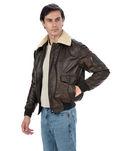 MAVERICK SH Giubbotto Aviatore Top Gun da uomo in vera pelle T. Moro effetto anticato